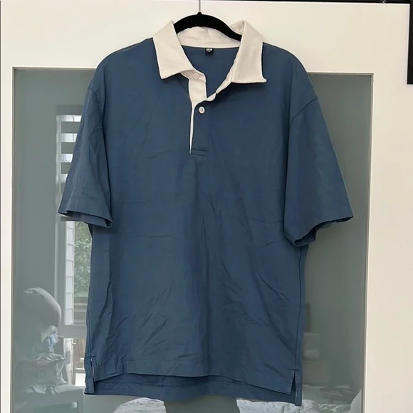 Men's Blue and White Polo Shirt - Picture 2 of 5